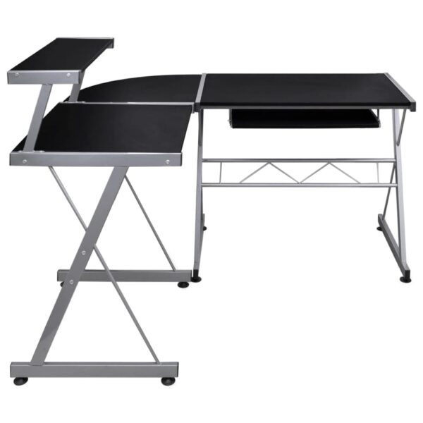 vidaXL Corner Computer Desk Black 132x112x99 cm Engineered Wood - Image 3