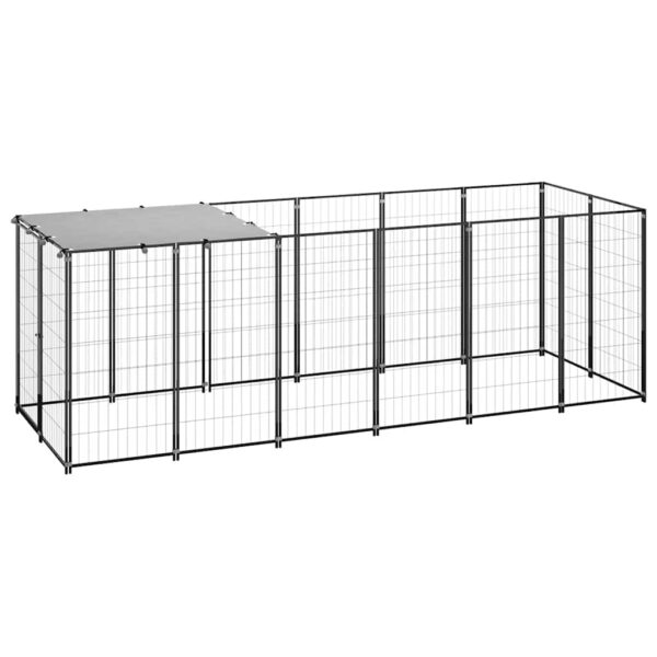 vidaXL Dog Kennel Black 330x110x110 cm Steel - Image 1