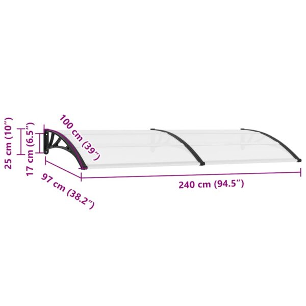 vidaXL Door Canopy 240 x 100 cm PC - Image 8