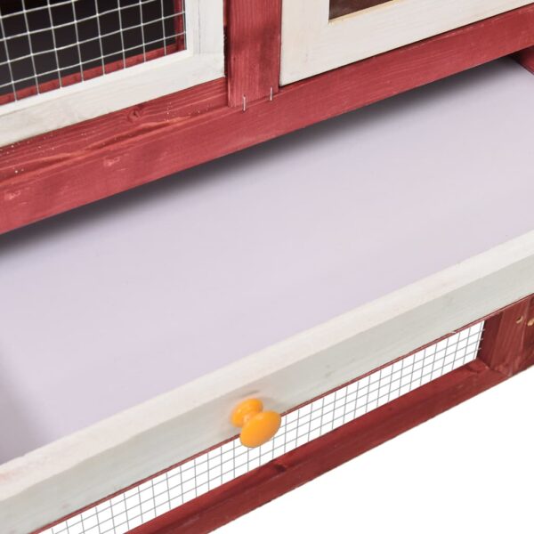 vidaXL Rabbit Hutch Red and White 140x63x120 cm Solid Firwood - Image 9