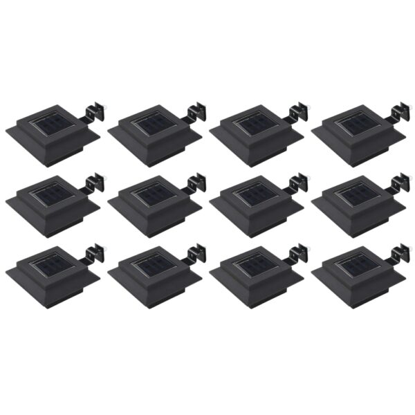 vidaXL Outdoor Solar Lamps 12 pcs LED Square 12 cm Black - Image 1