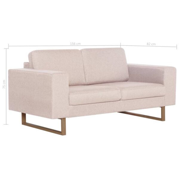 vidaXL 2-Seater Sofa Fabric Cream - Image 8