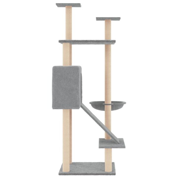 vidaXL Cat Tree with Sisal Scratching Posts Light Grey 153 cm - Image 4