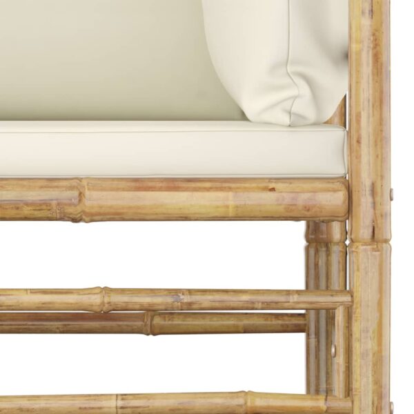 vidaXL 11 Piece Garden Lounge Set with Cream White Cushions Bamboo - Image 4