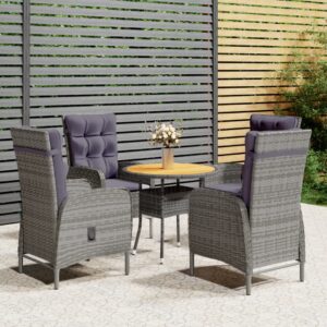 vidaXL 5 Piece Garden Bistro Set Poly Rattan Grey