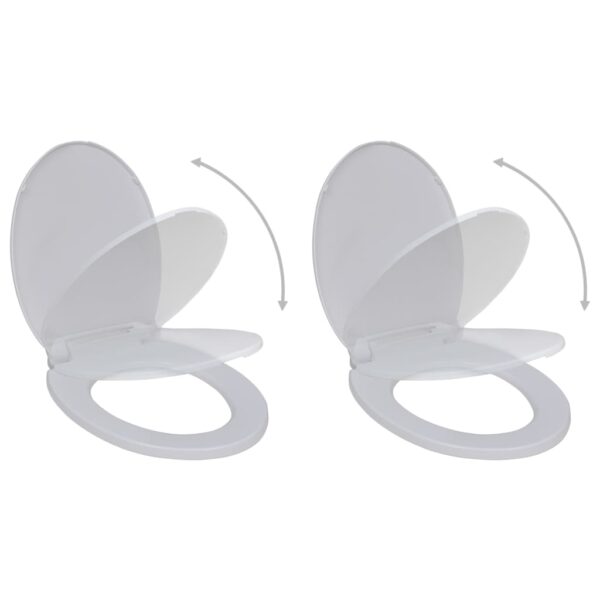 vidaXL Toilet Seats with Soft Close Lids 2 pcs Plastic White - Image 1