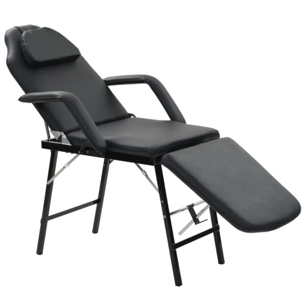 vidaXL Portable Facial Treatment Chair Faux Leather 185x78x76 cm Black - Image 1