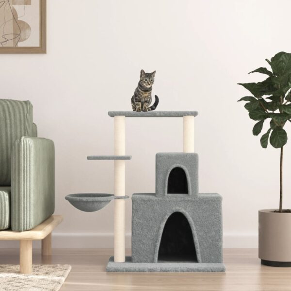 vidaXL Cat Tree with Sisal Scratching Posts Light Grey 83 cm - Image 1