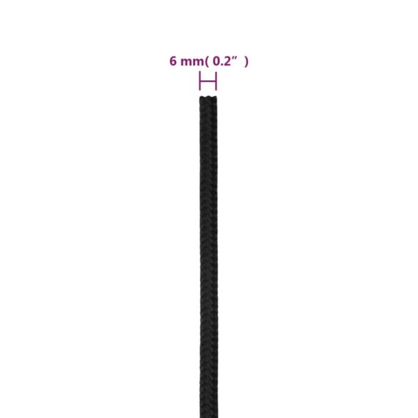vidaXL Boat Rope Full Black 6 mm 50 m Polypropylene - Image 6