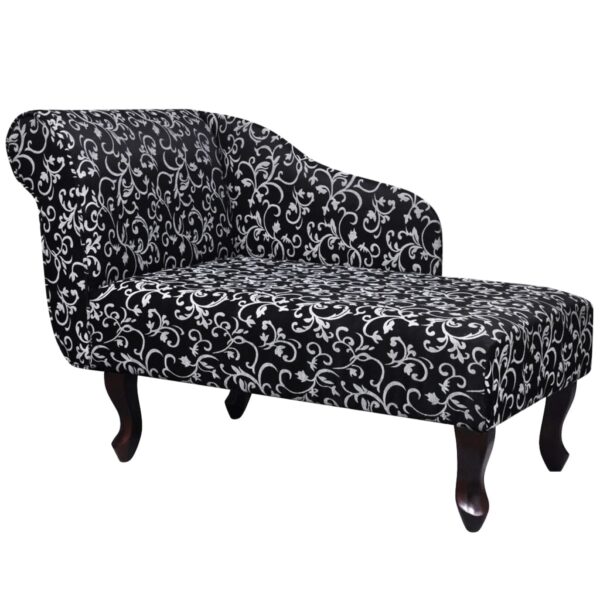 vidaXL Chaise Longue Black and White Fabric - Image 1