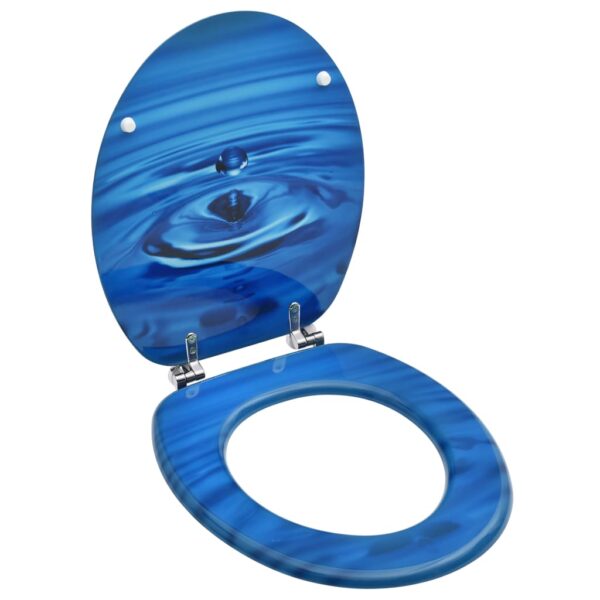 vidaXL WC Toilet Seat with Lid MDF Blue Water Drop Design - Image 1