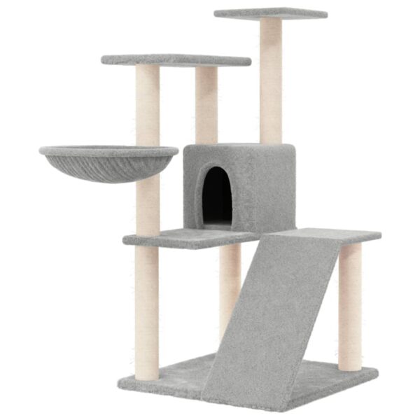 vidaXL Cat Tree with Sisal Scratching Posts Light Grey 94 cm - Image 2