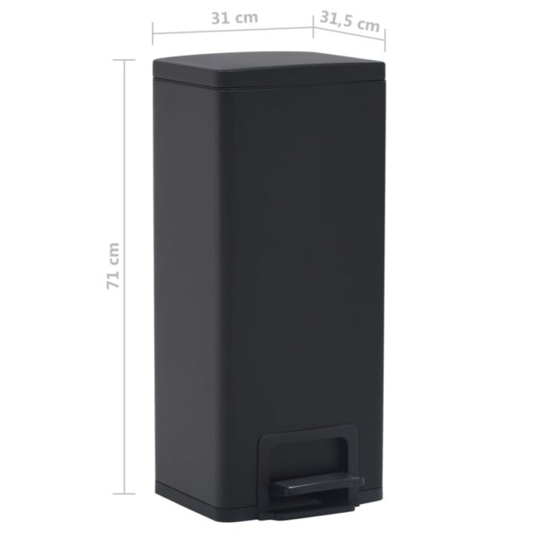 vidaXL Dustbin with Pedal Anti-fingerprint 30L Black Stainless Steel - Image 11