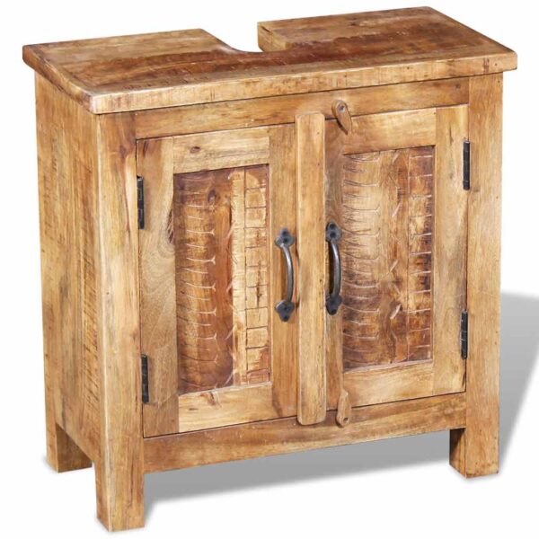 vidaXL Bathroom Vanity Cabinet with Mirror Solid Mango Wood - Image 7