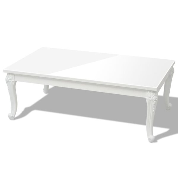 vidaXL Coffee Table 115x65x42 cm High Gloss White - Image 2