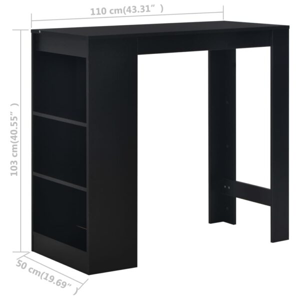 vidaXL Bar Table with Shelf Black 110x50x103 cm - Image 6