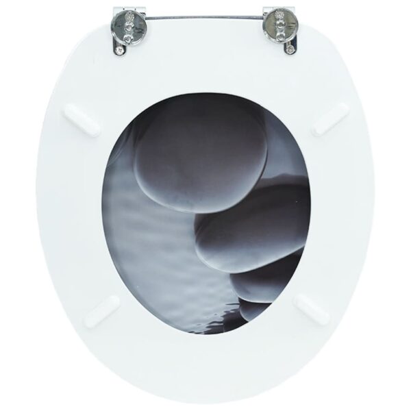 vidaXL WC Toilet Seat MDF Lid Stones - Image 6