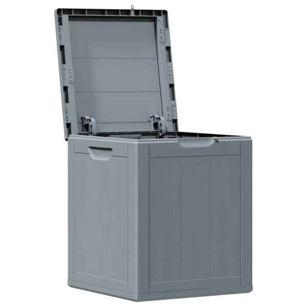 vidaXL Garden Storage Box 90L Grey PP Wood Look - Image 4
