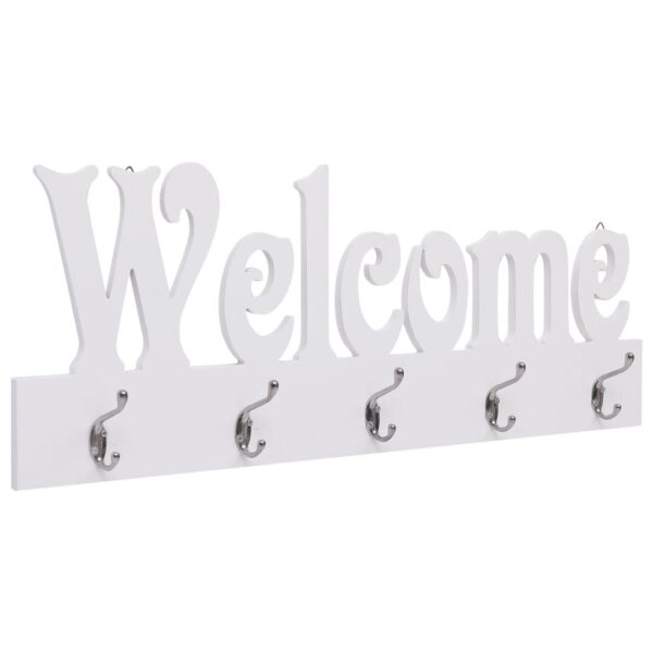 vidaXL Wall Mounted Coat Rack WELCOME White 74x29.5 cm - Image 1