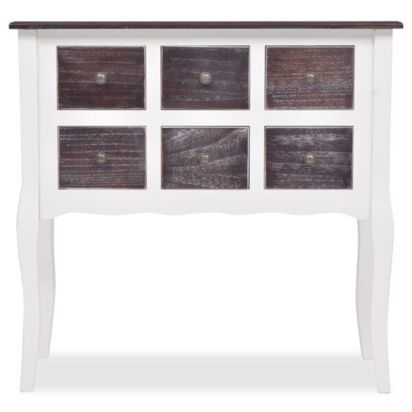 vidaXL Console Cabinet 6 Drawers Brown and White Wood - Image 4